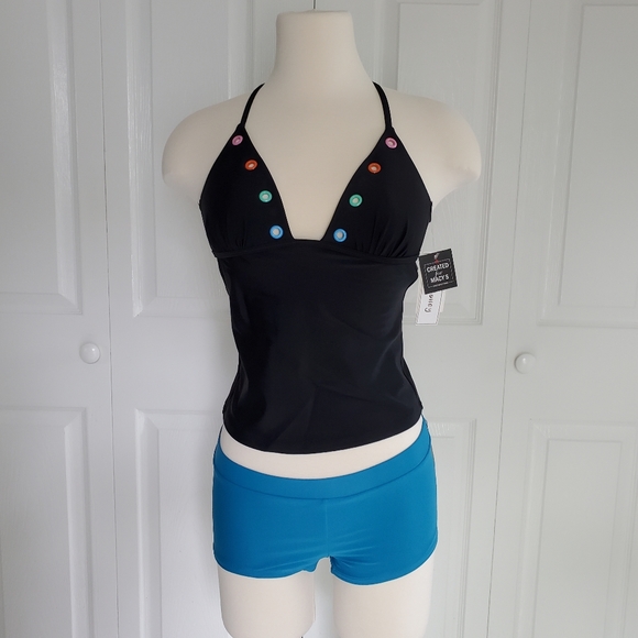 Hula Honey Multicolor Rivet Detail Tankini Top - Picture 7 of 7